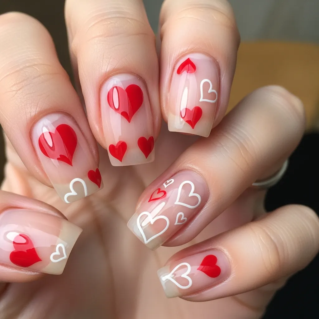 Top 19 Floating Heart Valentines Nails You'll Adore 20 dual heart design