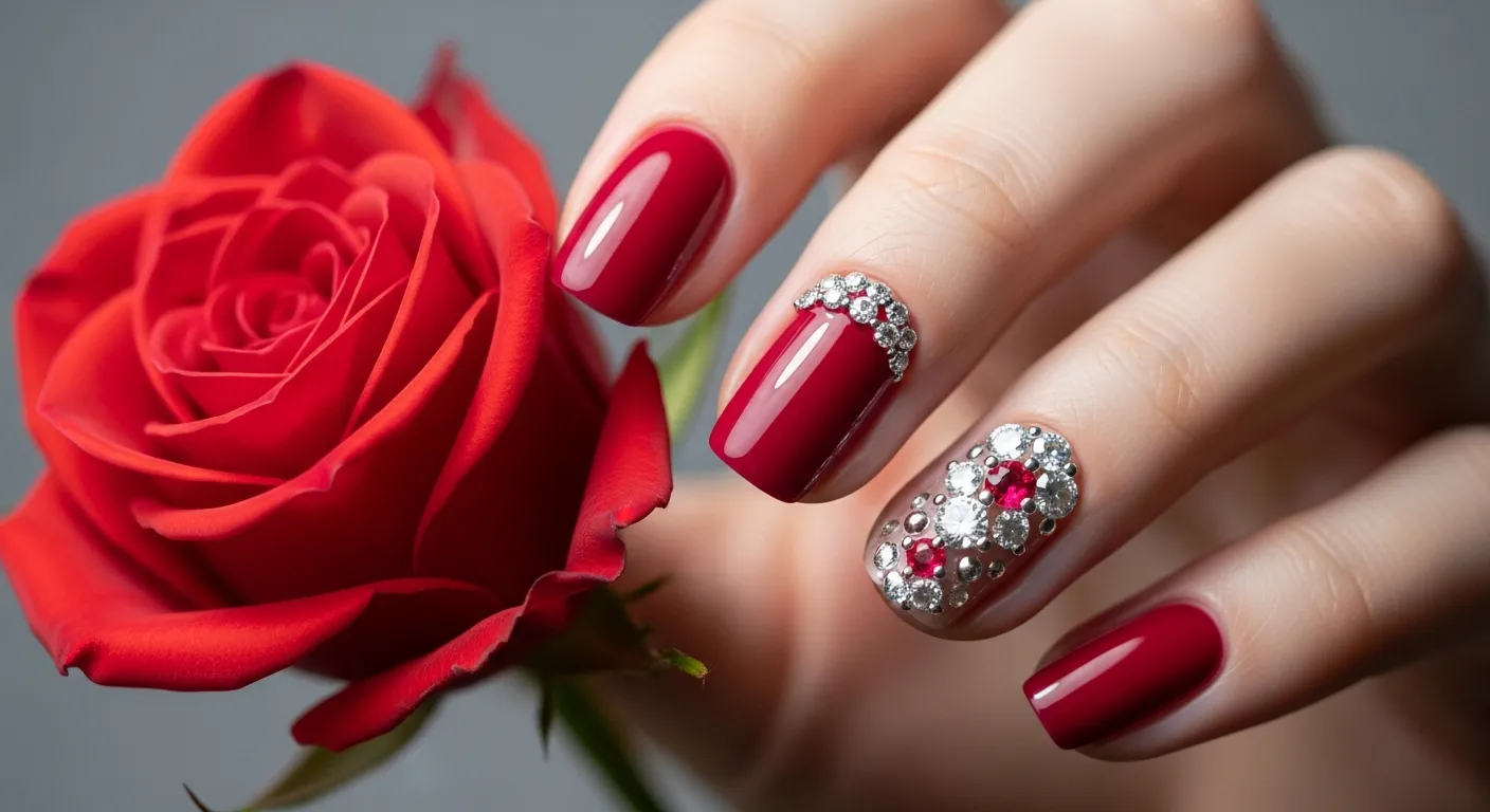 Top 19 Valentines Day Nails with Gems You'll Adore 1 featured 15