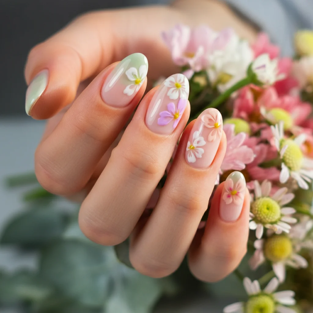 19 Oval Valentines Nails to Steal Your Heart 3 floral fantasy