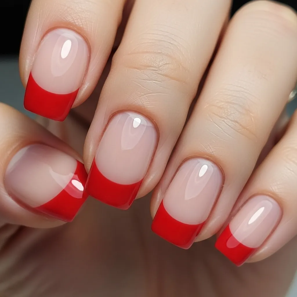 french manicure with a red tip 1