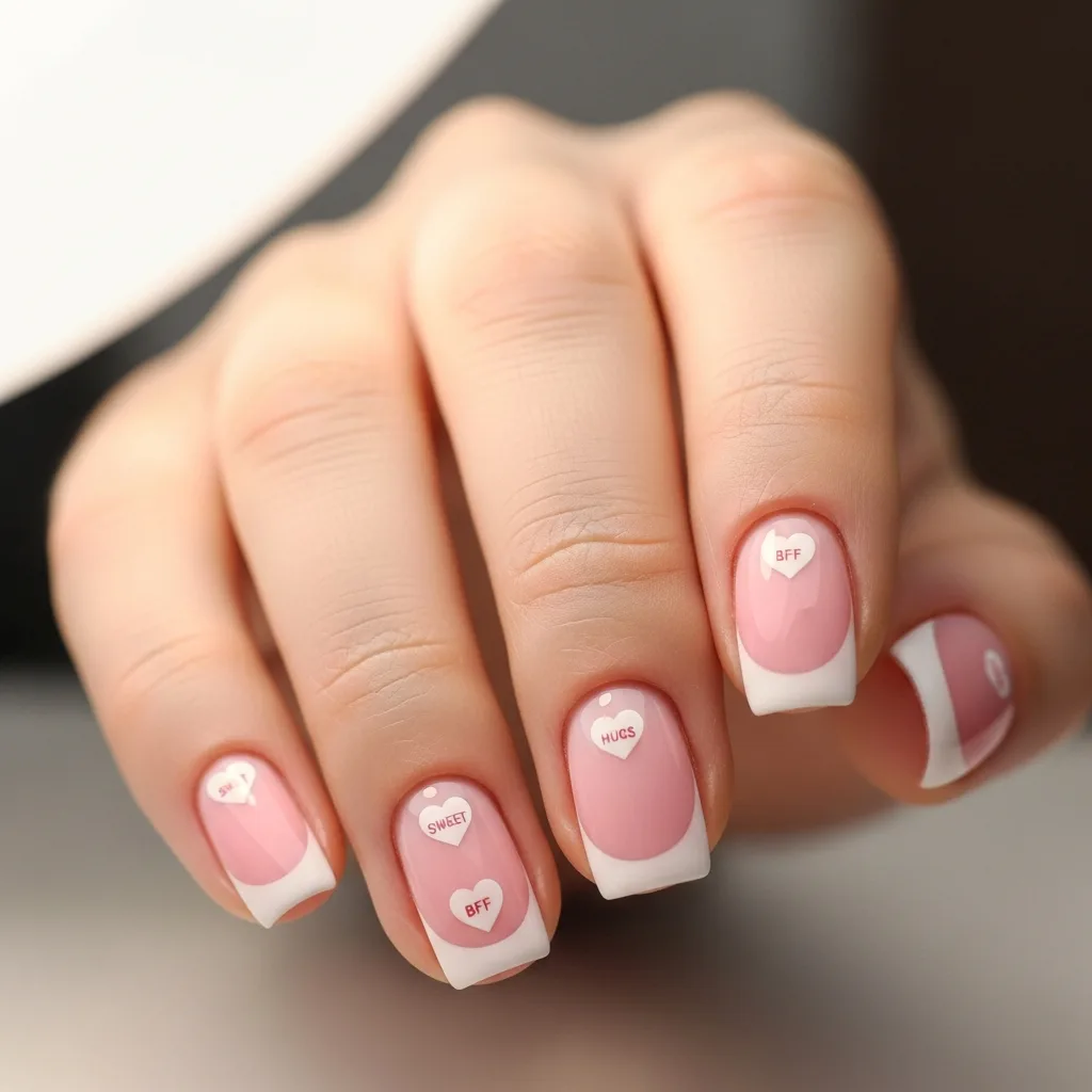 french tip with heart detail