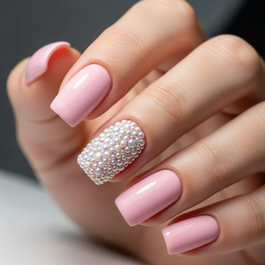 full pearl cover on accent nail