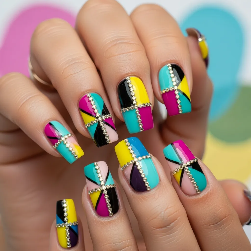 geometric design with rhinestone accents