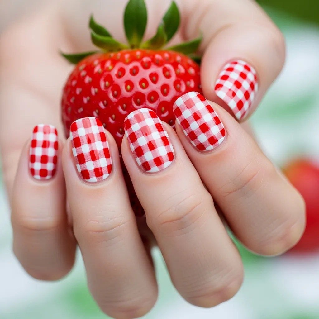 gingham checkered red white or pink white
