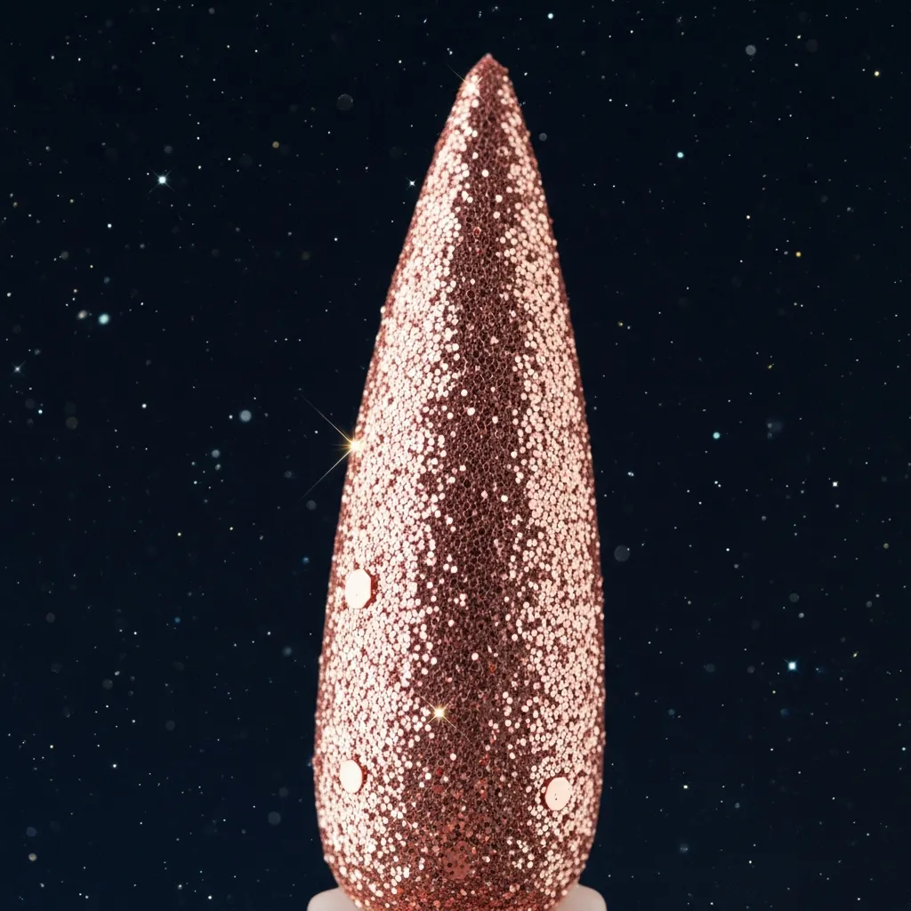 glitter bomb stilettos in rose gold
