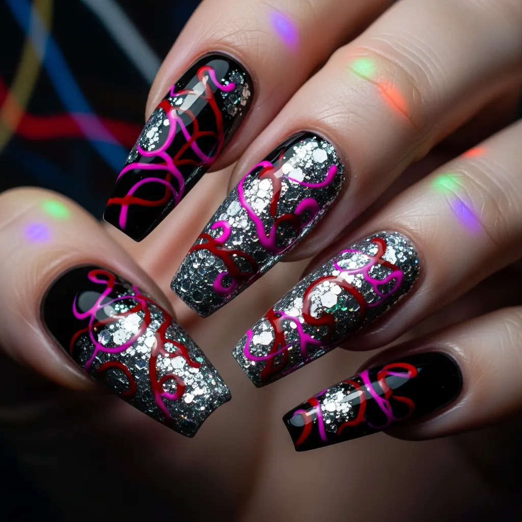 25 Swirl Valentines Nails to Sweep You Off Your Feet! 7 glitter bomb swirls