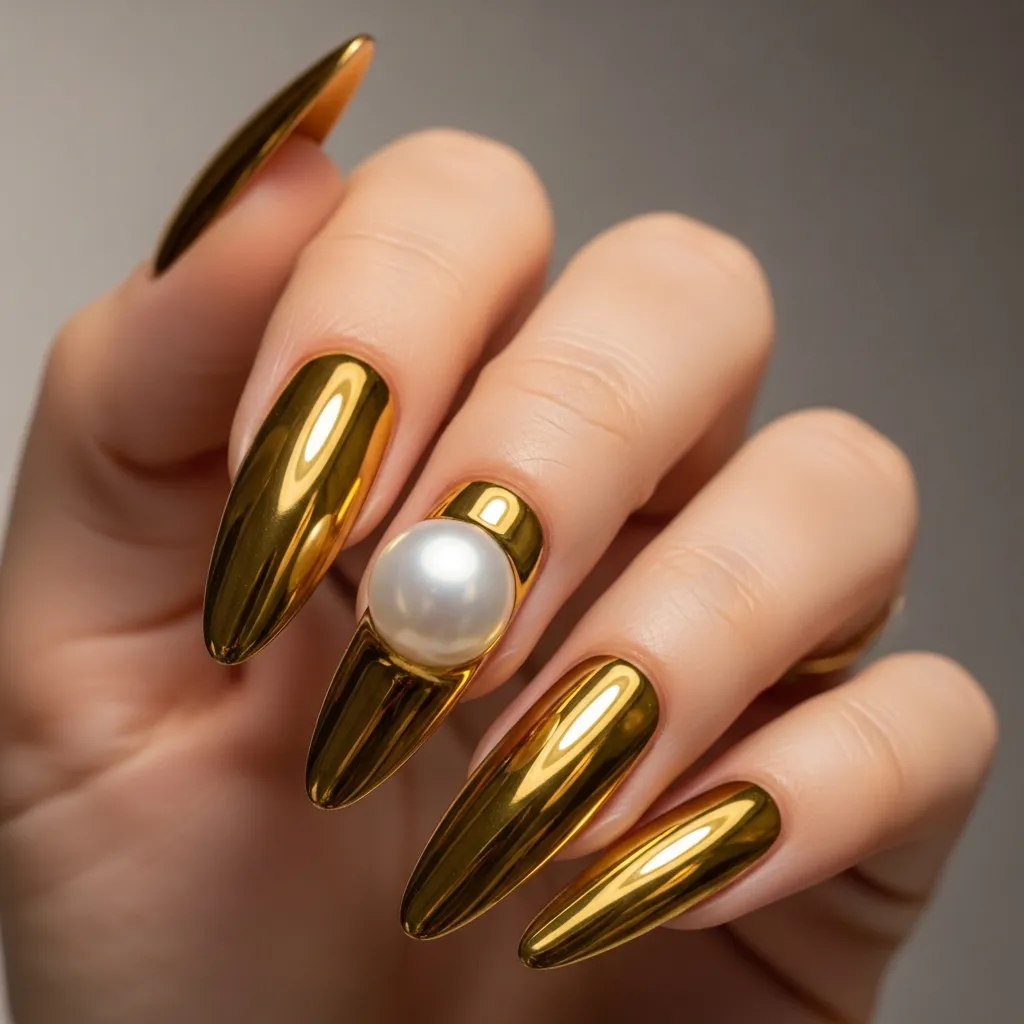 gold chrome with pearl details