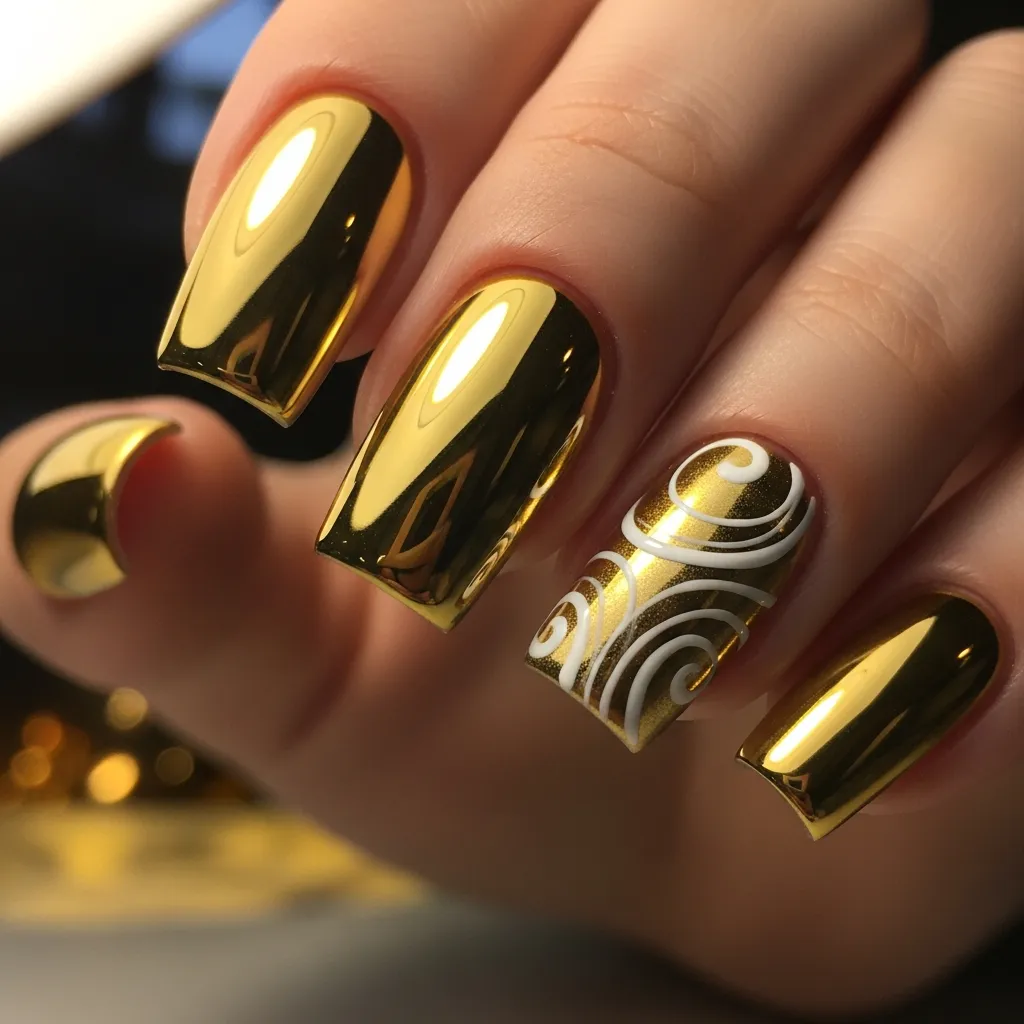 gold chrome with subtle swirls