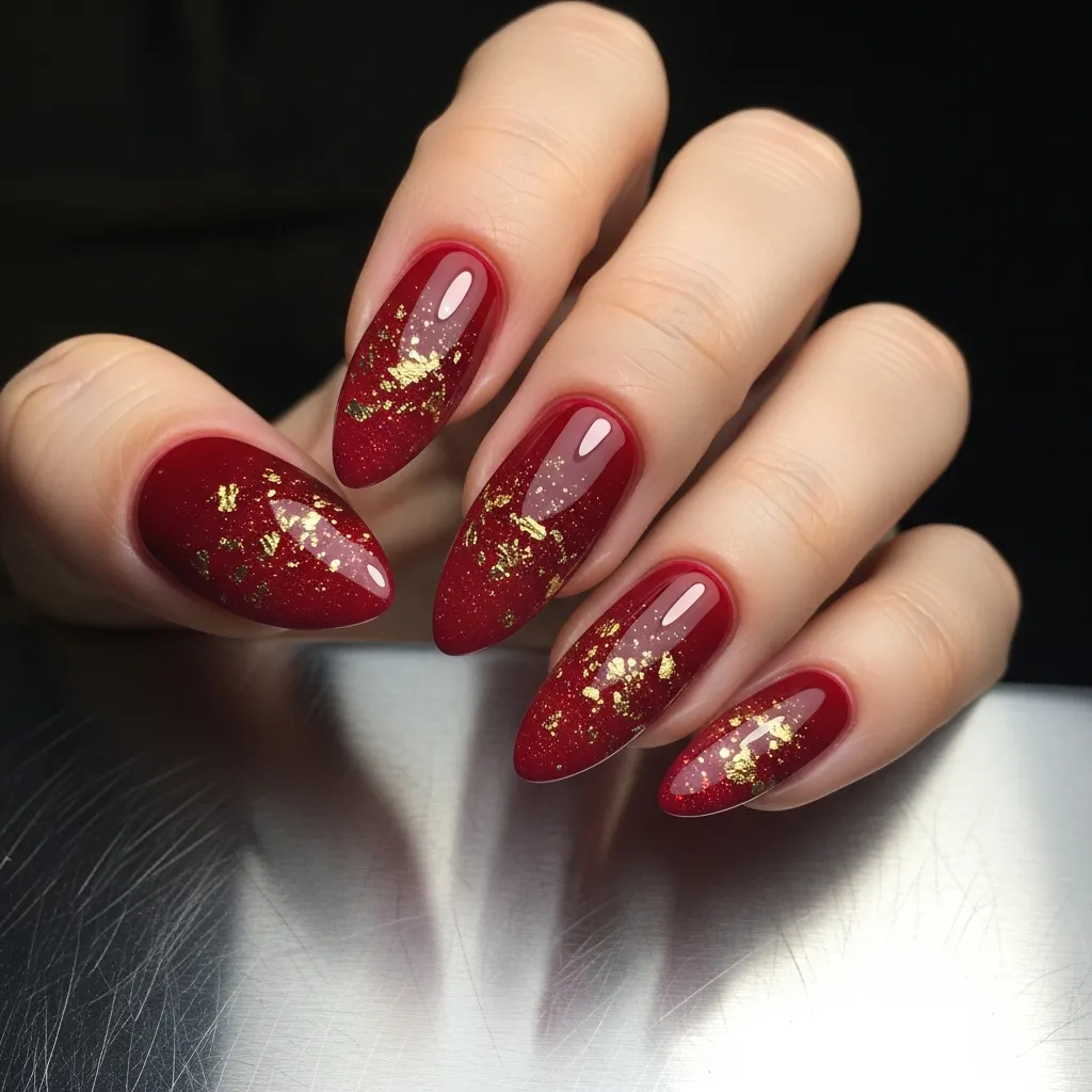 gold flake and red ombre