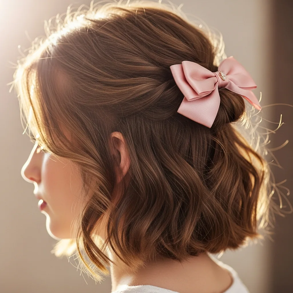 half up half down with a bow
