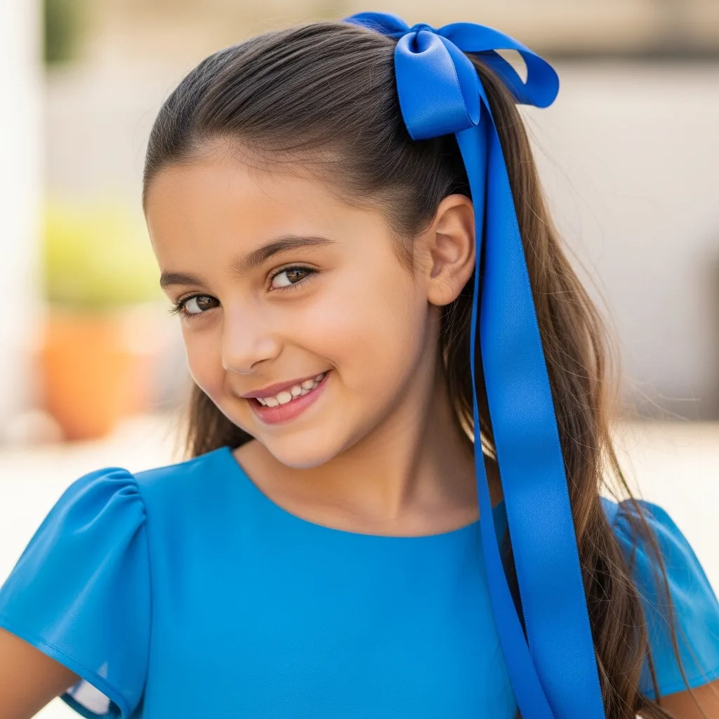 half up ponytail with ribbon