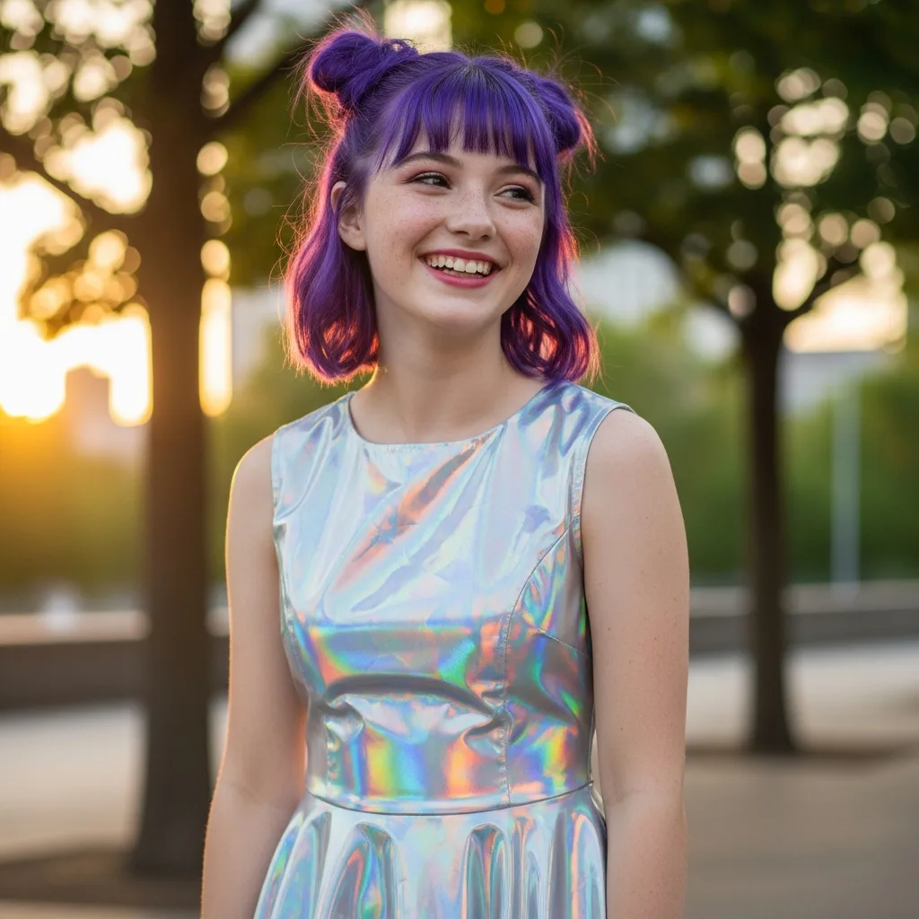 half up space buns