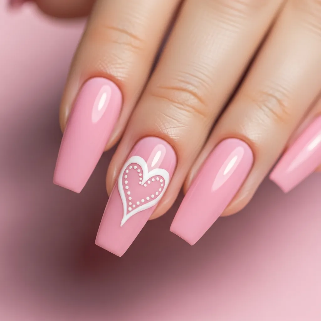 heart accent nails