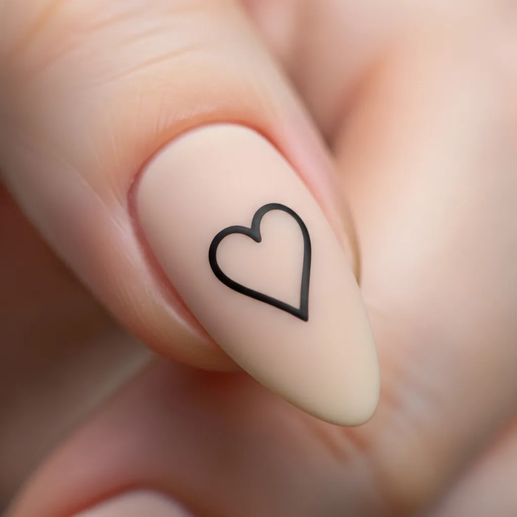 Top 17 Simple Valentine's Nail Ideas for a Sweet & Chic Look 4 heart outline on nude