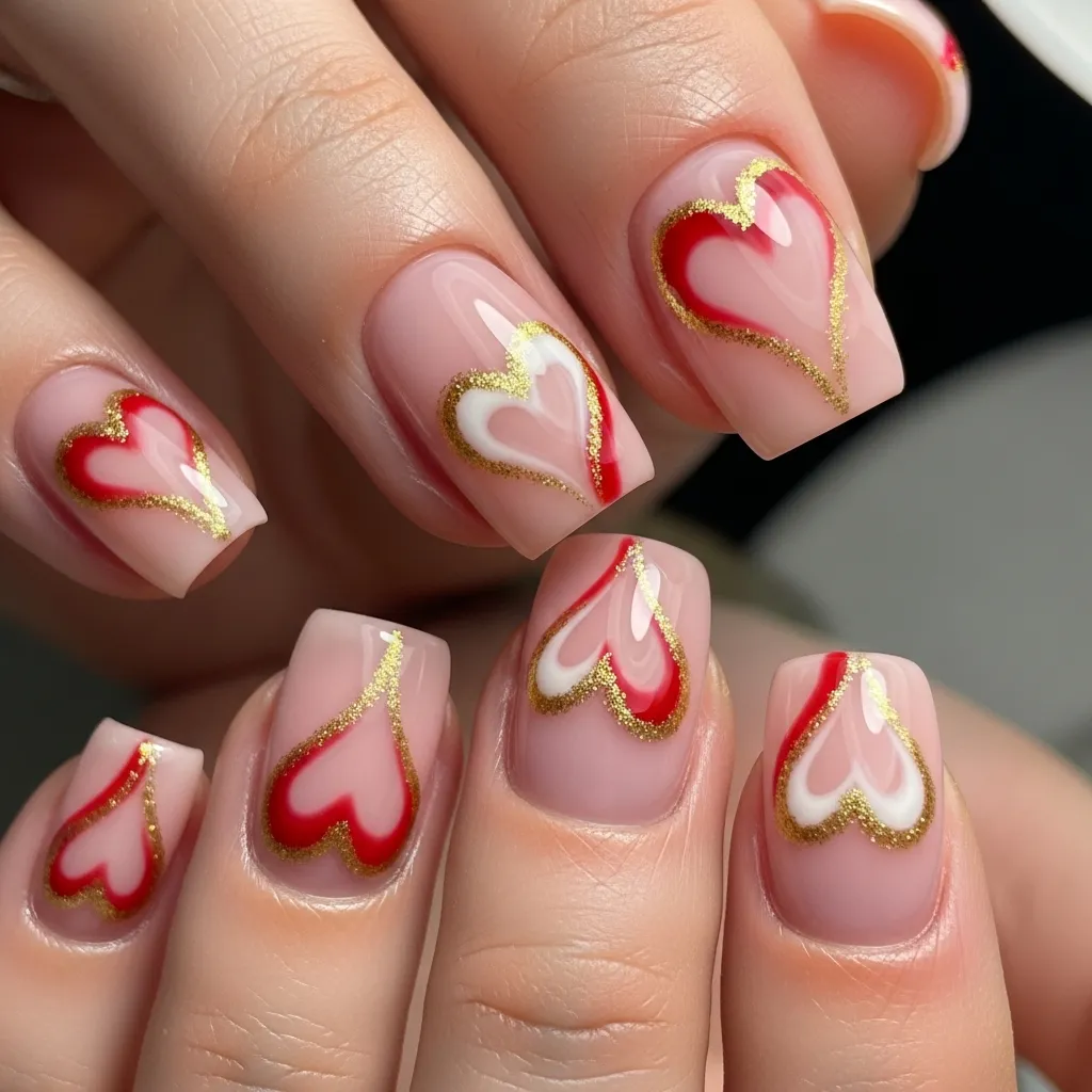 25 Swirl Valentines Nails to Sweep You Off Your Feet! 6 heart shaped swirls