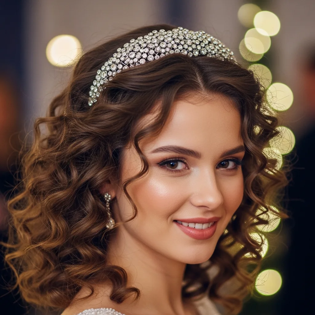 23 Sleek Hoco Hairstyles for the Dance 18 high volume curls with jeweled headband