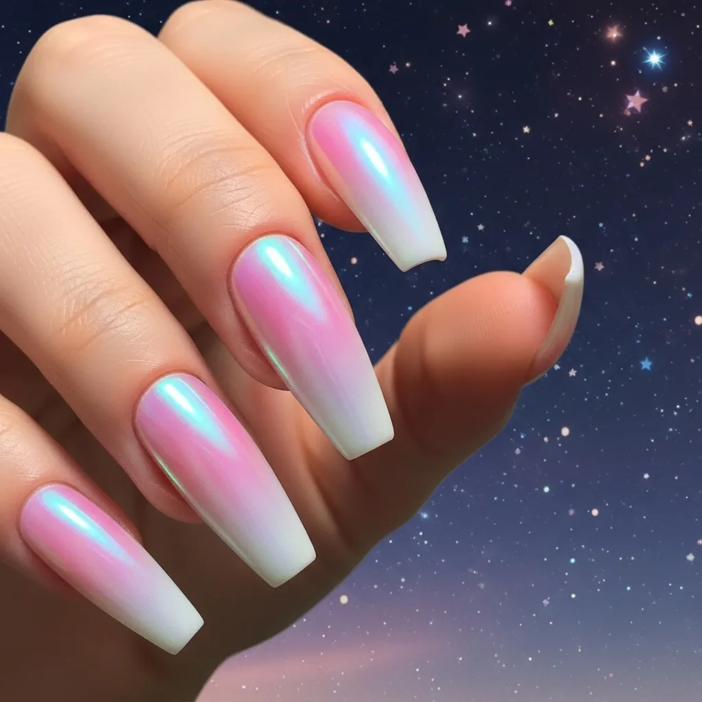 iridescent pink to white shift