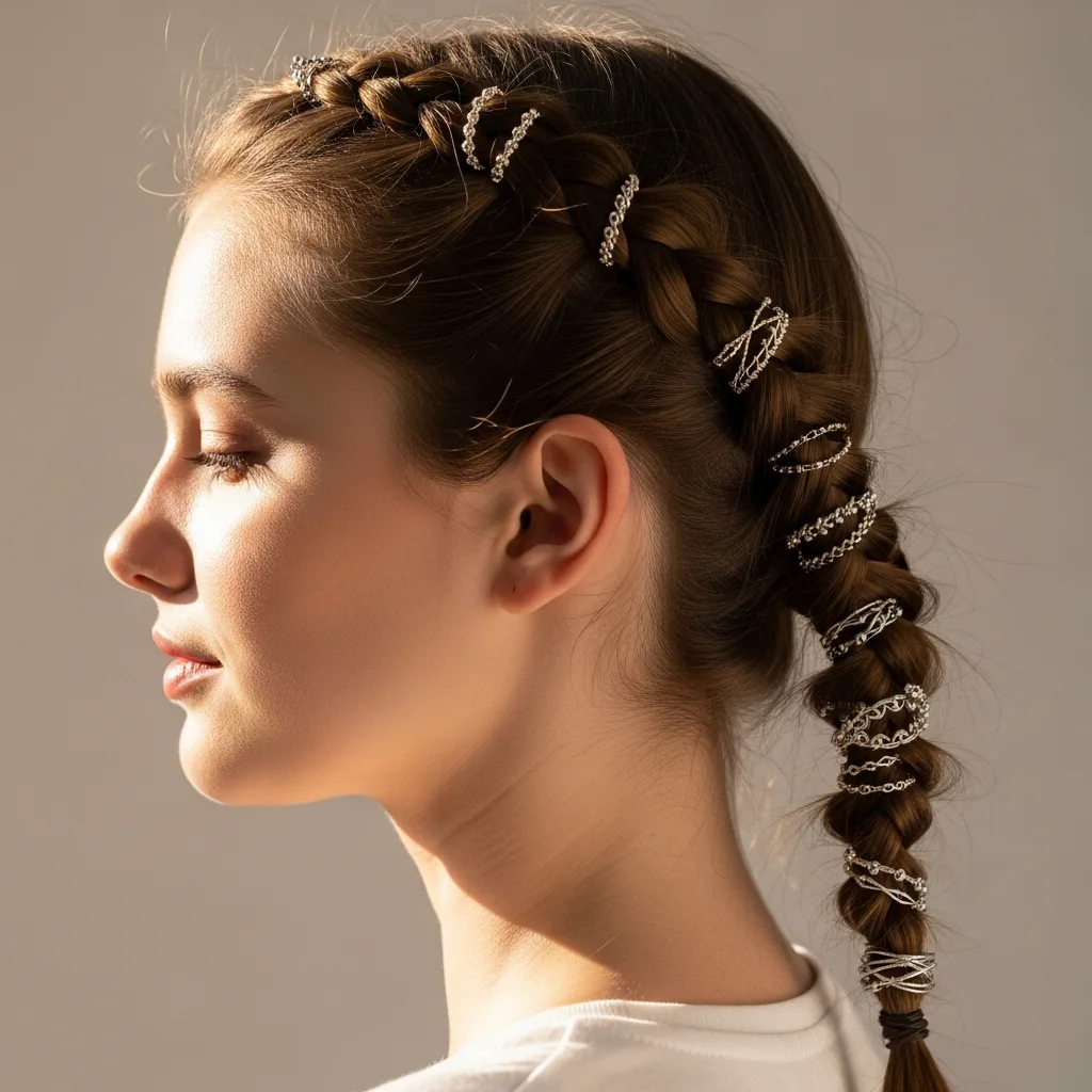 17 Hoco Hairstyles with Accessories 11 low braided ponytail with hair rings