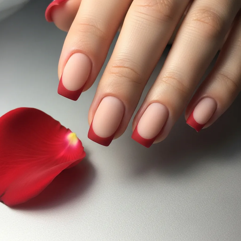 matte red french tips