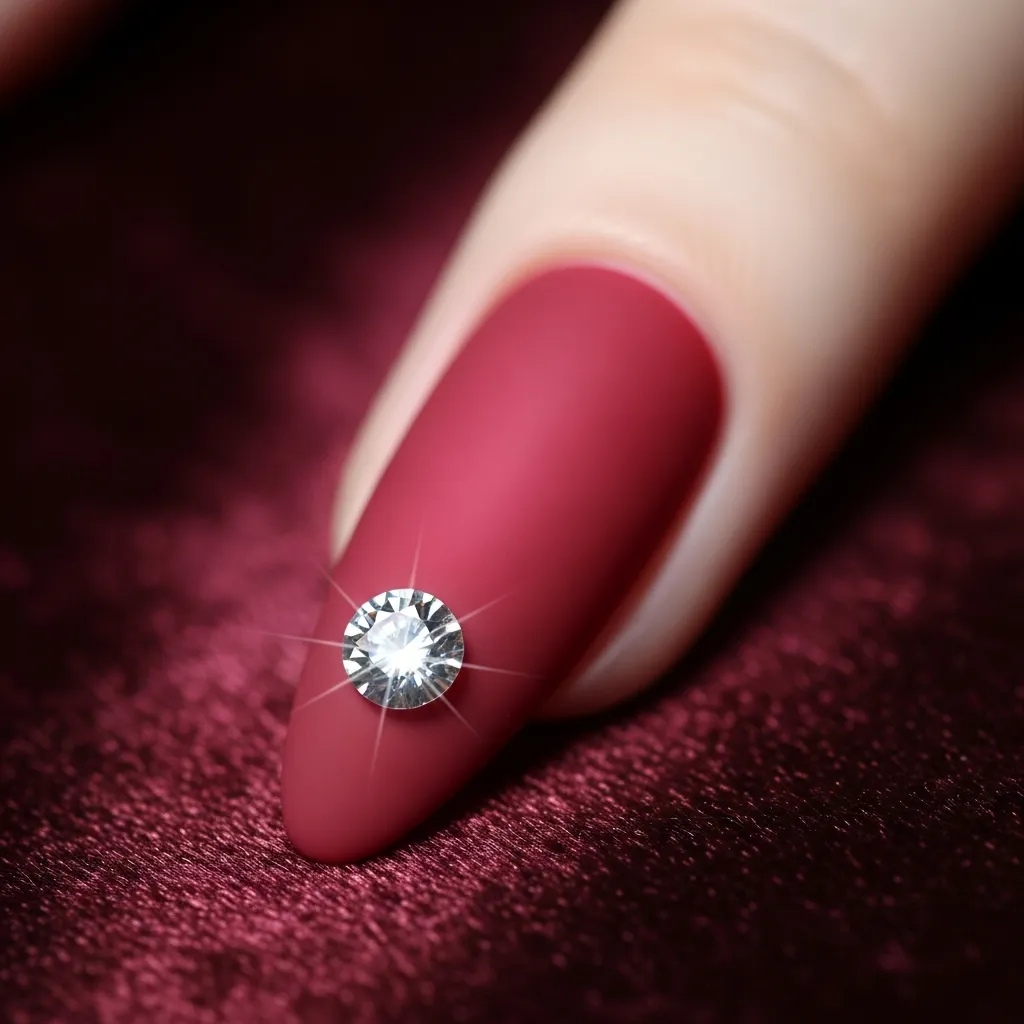 matte red with a single rhinestone