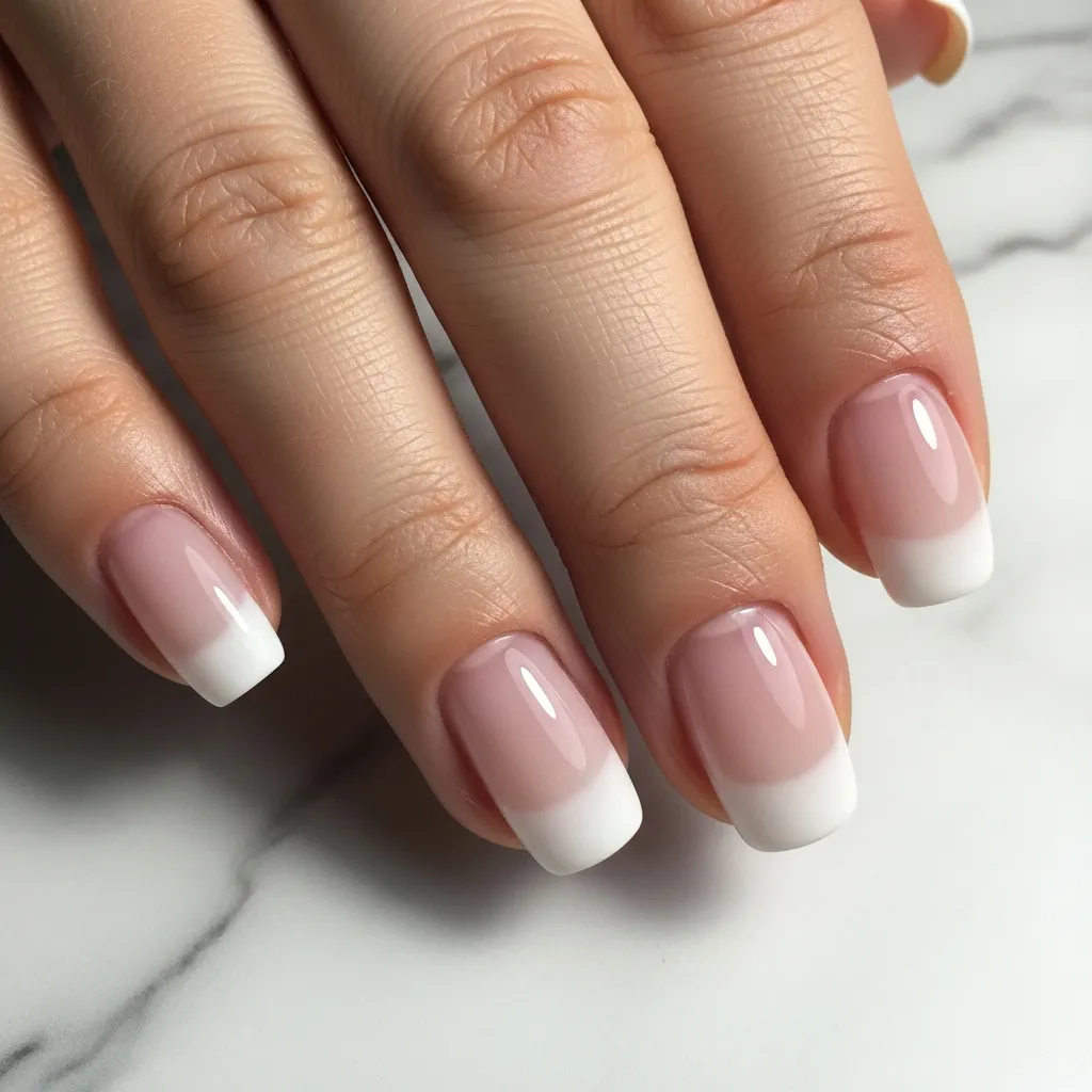 milky white to baby pink french ombre