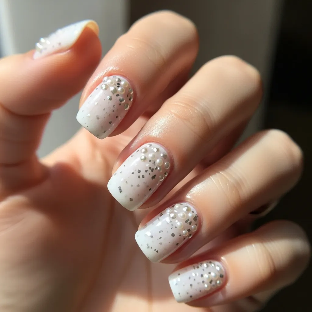 milky white with scattered pearls