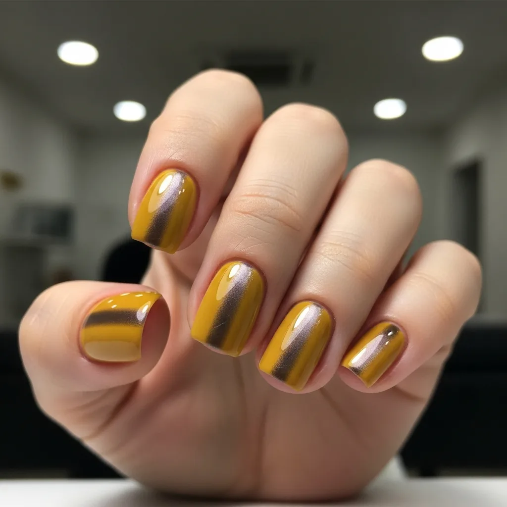 23 Perfect Valentines Cat Eye Nails Designs 19 mustard yellow cat eye