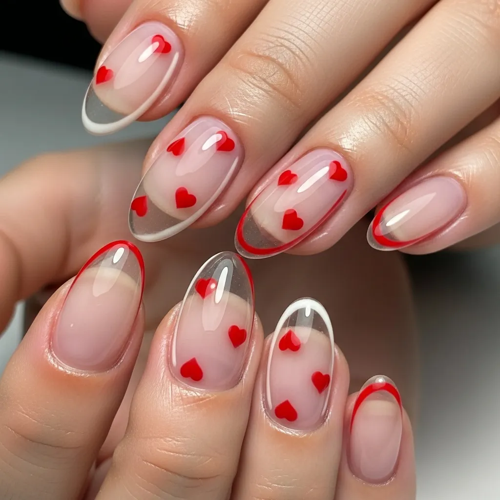 Top 19 Floating Heart Valentines Nails You'll Adore 15 negative space floating hearts