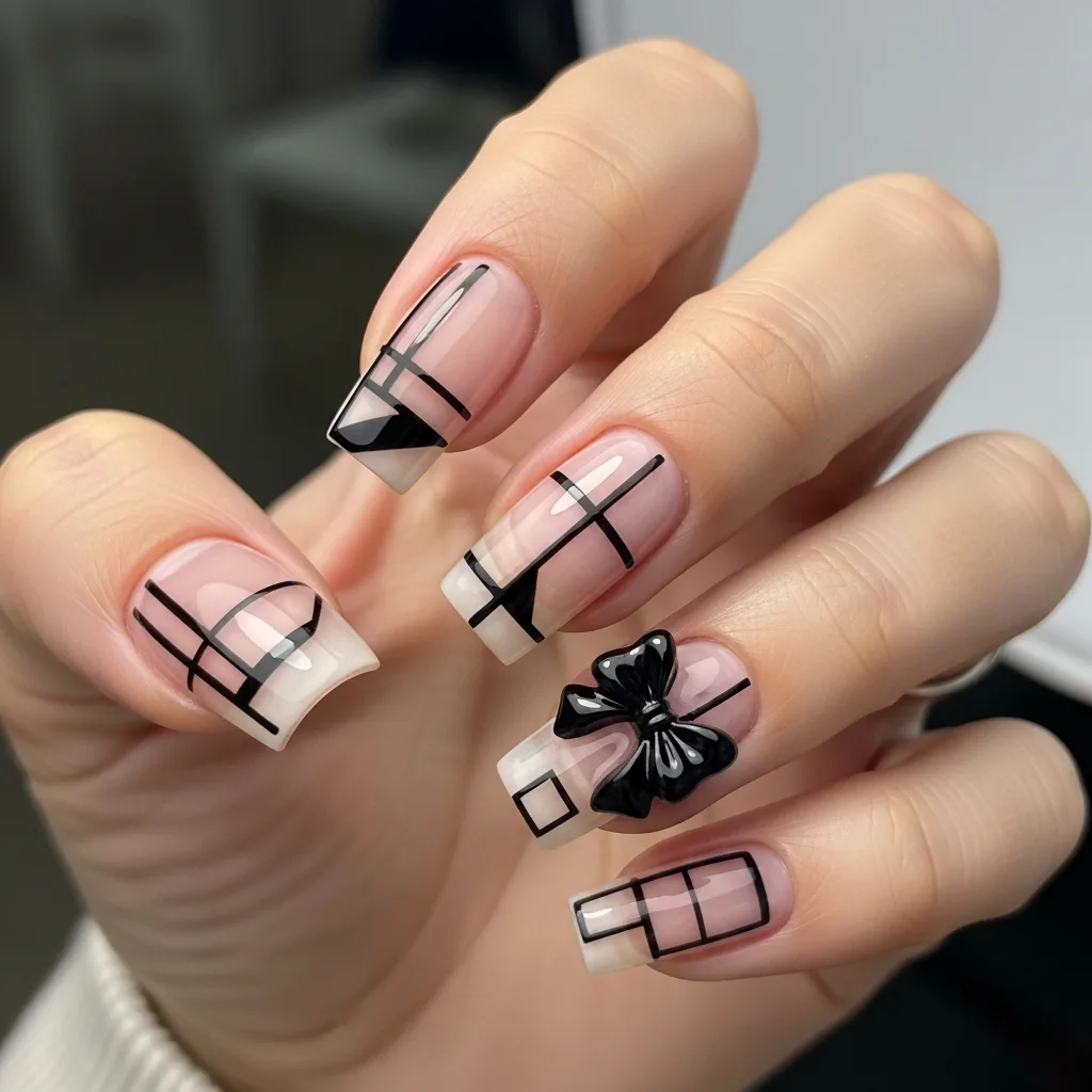 Top 25 Valentines Day Nails with Bows: Adorable and Romantic Nail Art Ideas 20 negative space nails with a bow