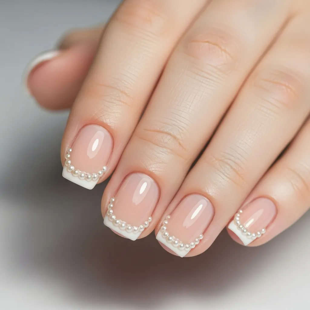 nude base with pearl french tip
