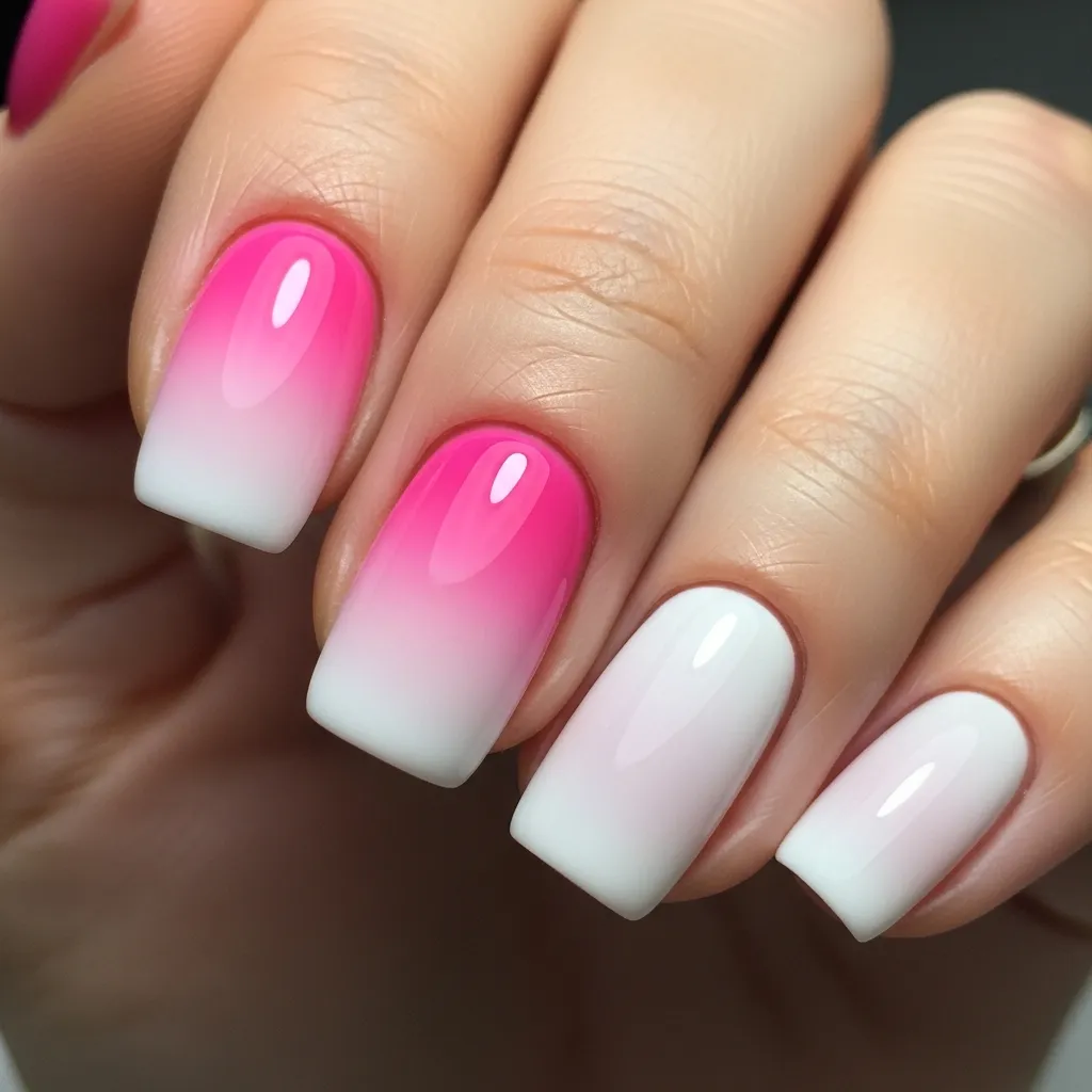 23 Dreamy White and Pink Valentines Nail Inspo 5 ombre pink to white blend