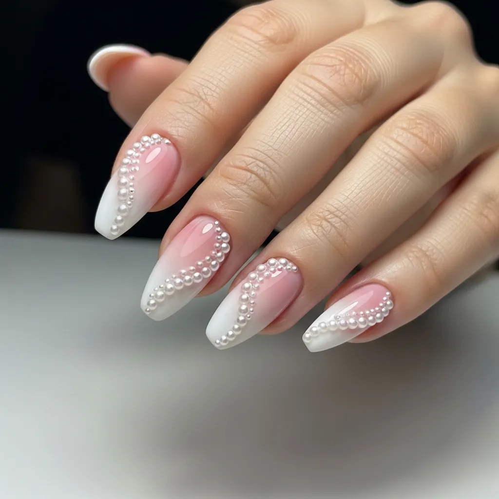 ombre with pearl line art