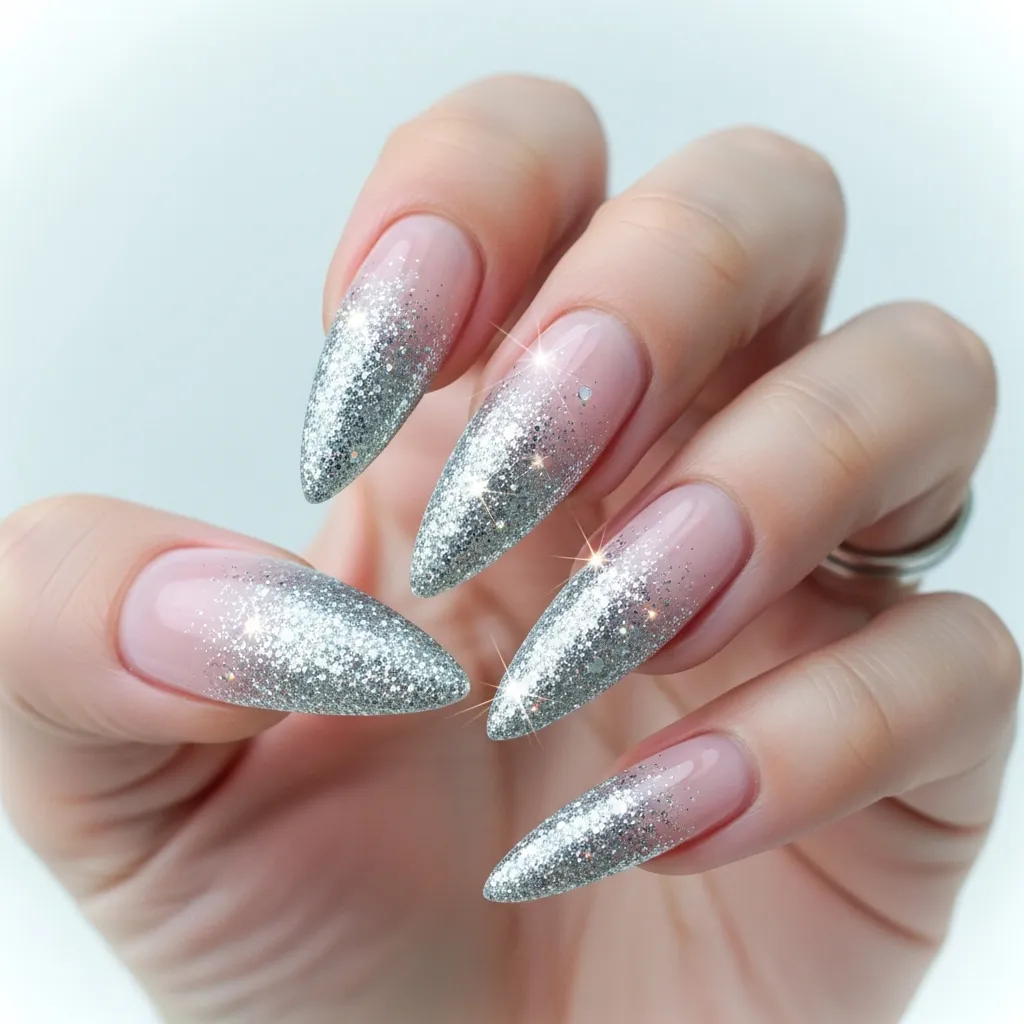 pink glitter ombre stilettos