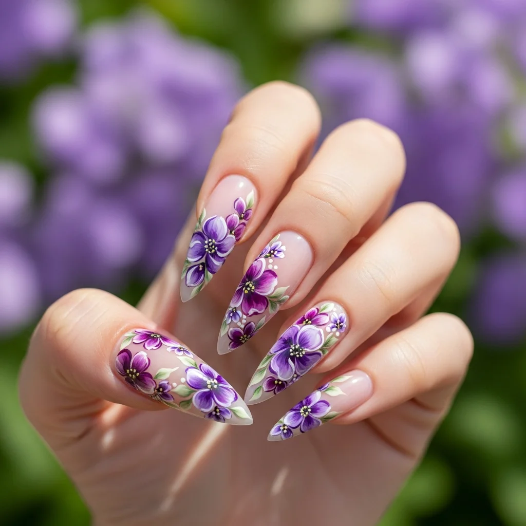 purple floral accents
