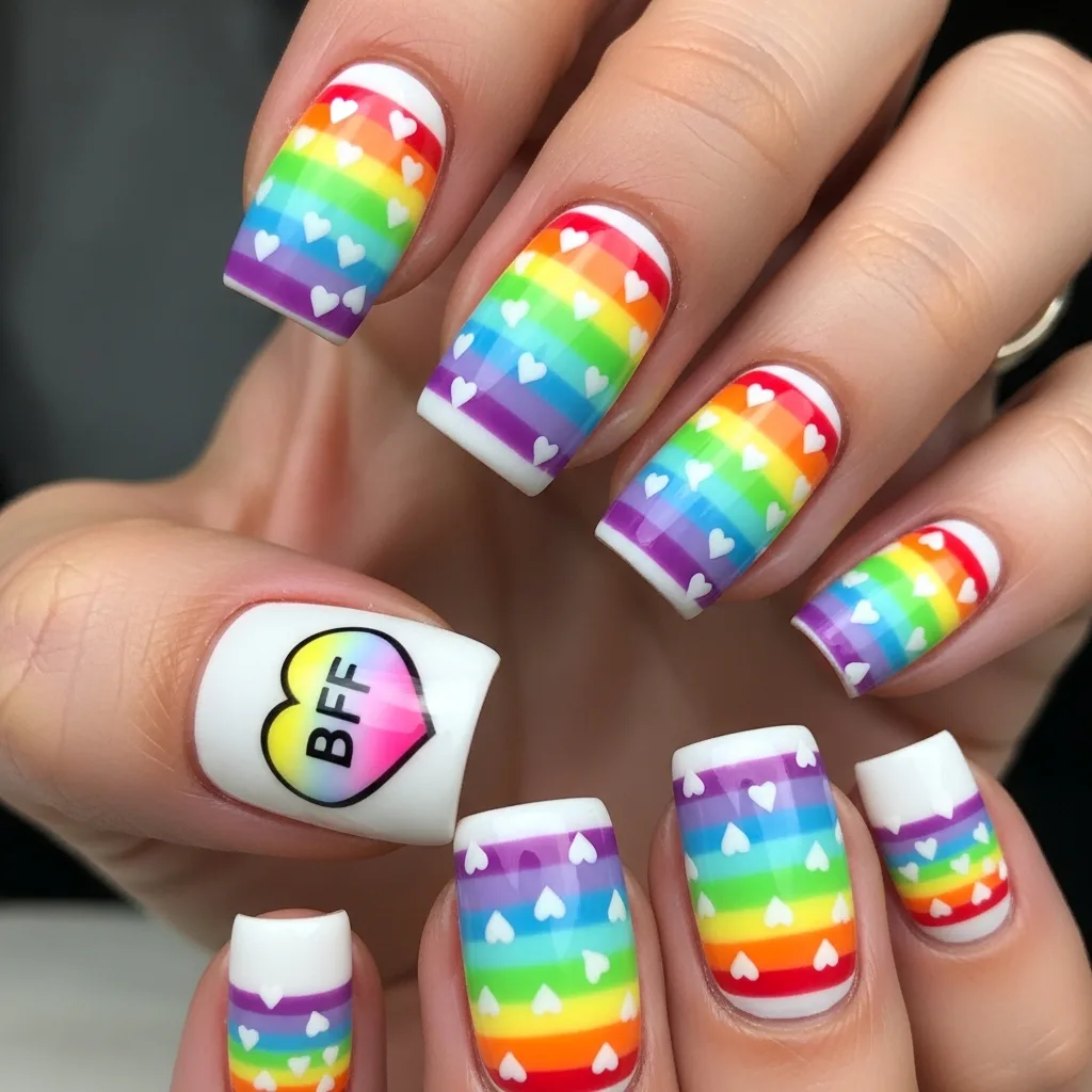 rainbow heart stripes