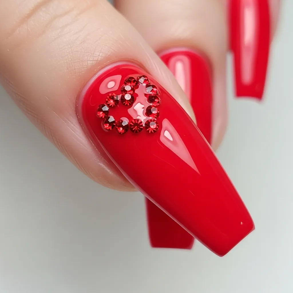 red glitter with rhinestones