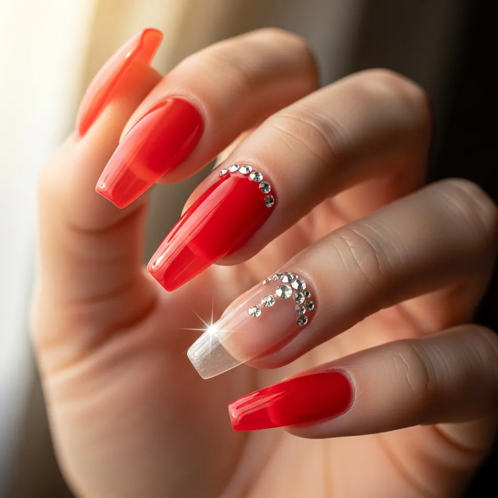 red jelly with rhinestone embellishments