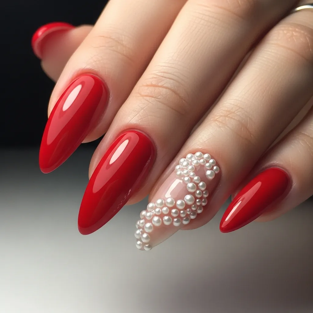 red with subtle pearl swirl