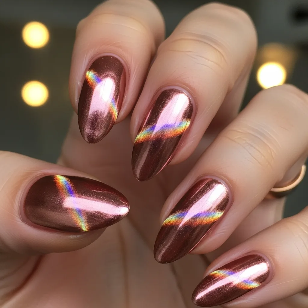 23 Perfect Valentines Cat Eye Nails Designs 5 rose gold cat eye