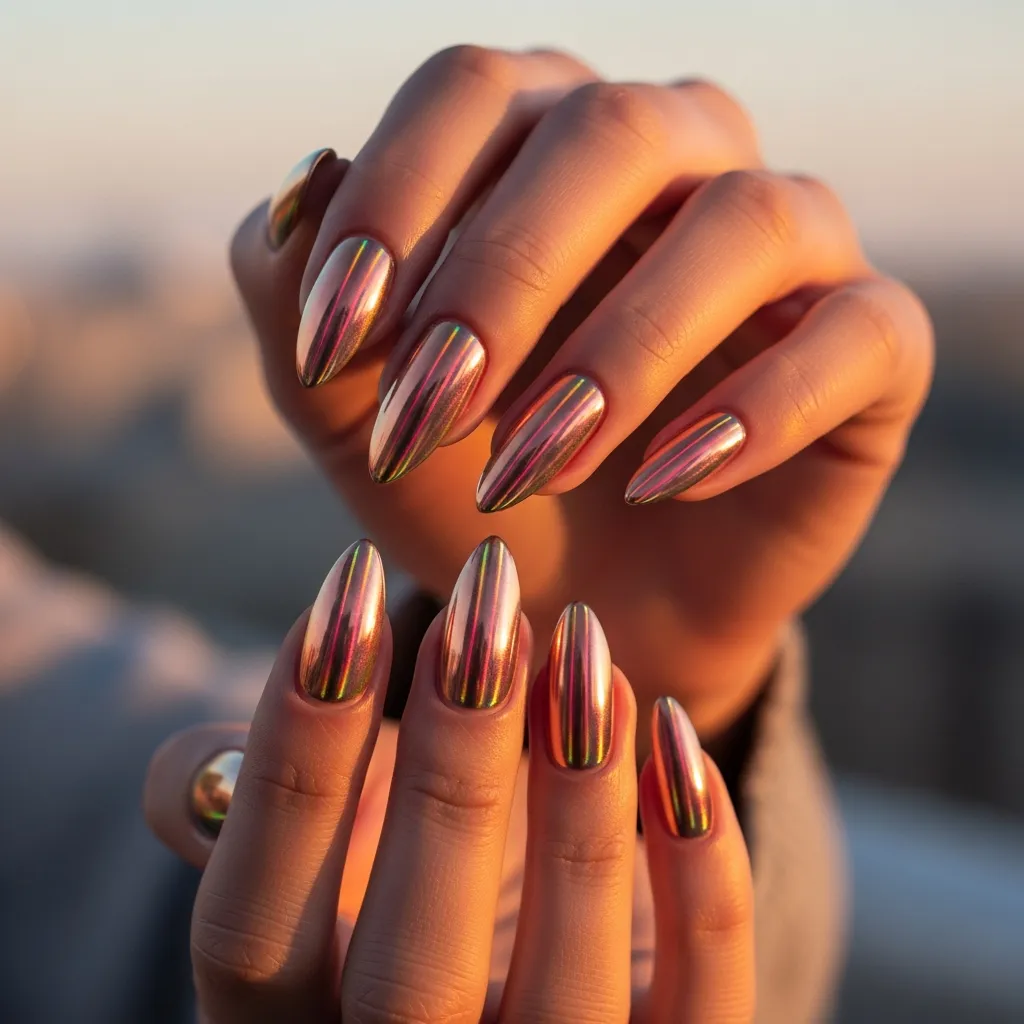 rose gold holographic sparkle