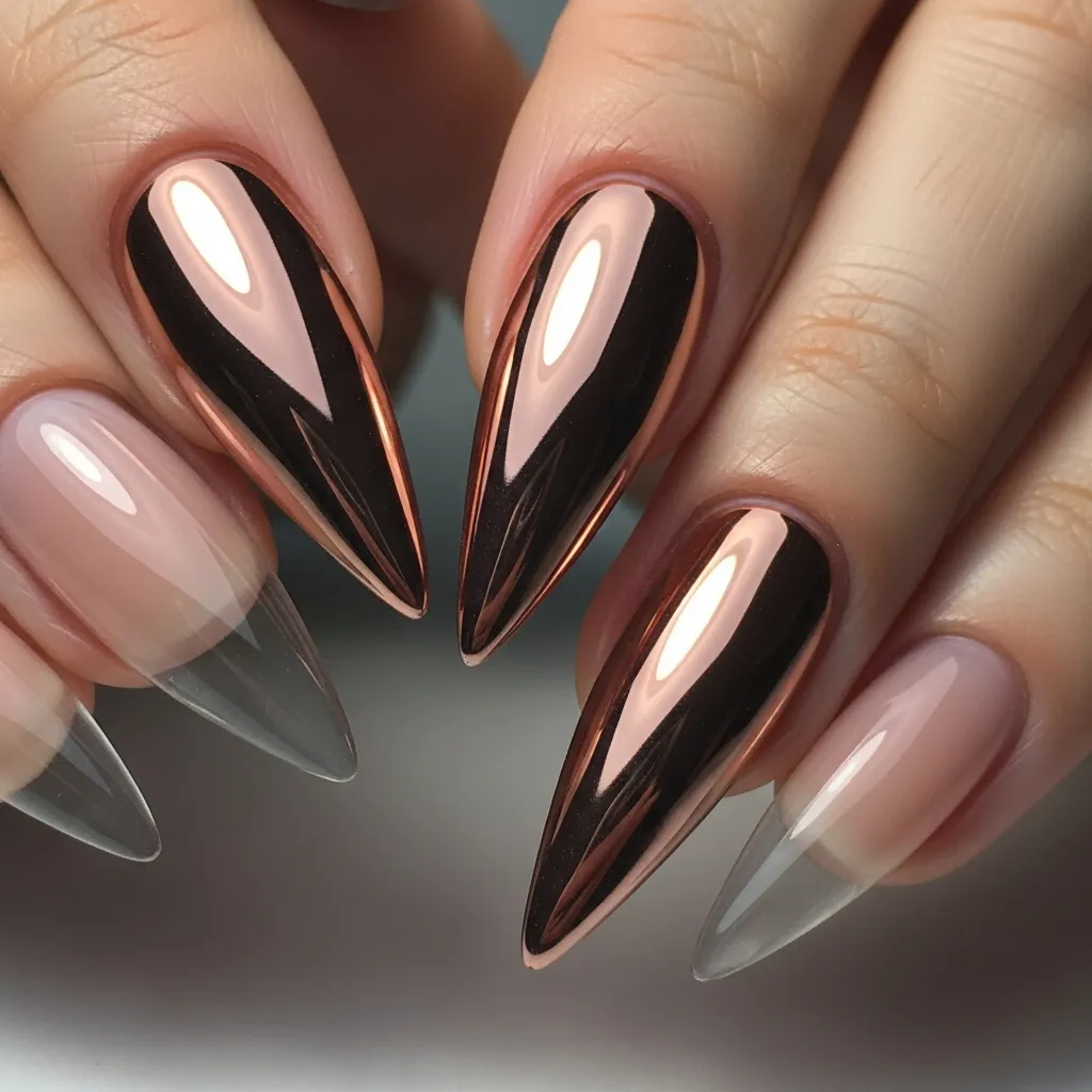 Top 17 Simple Valentine's Nail Ideas for a Sweet & Chic Look 11 rose gold metallic tips