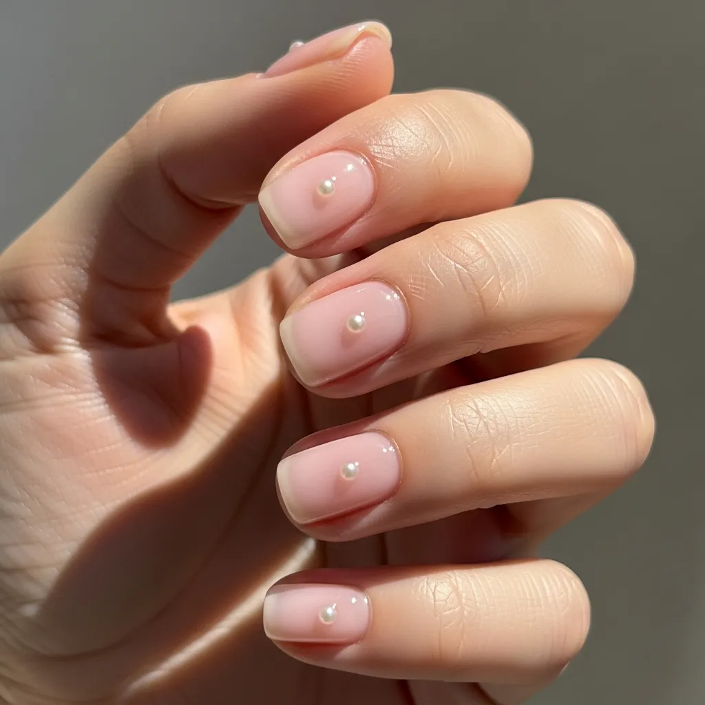 sheer pink with minimalist pearls