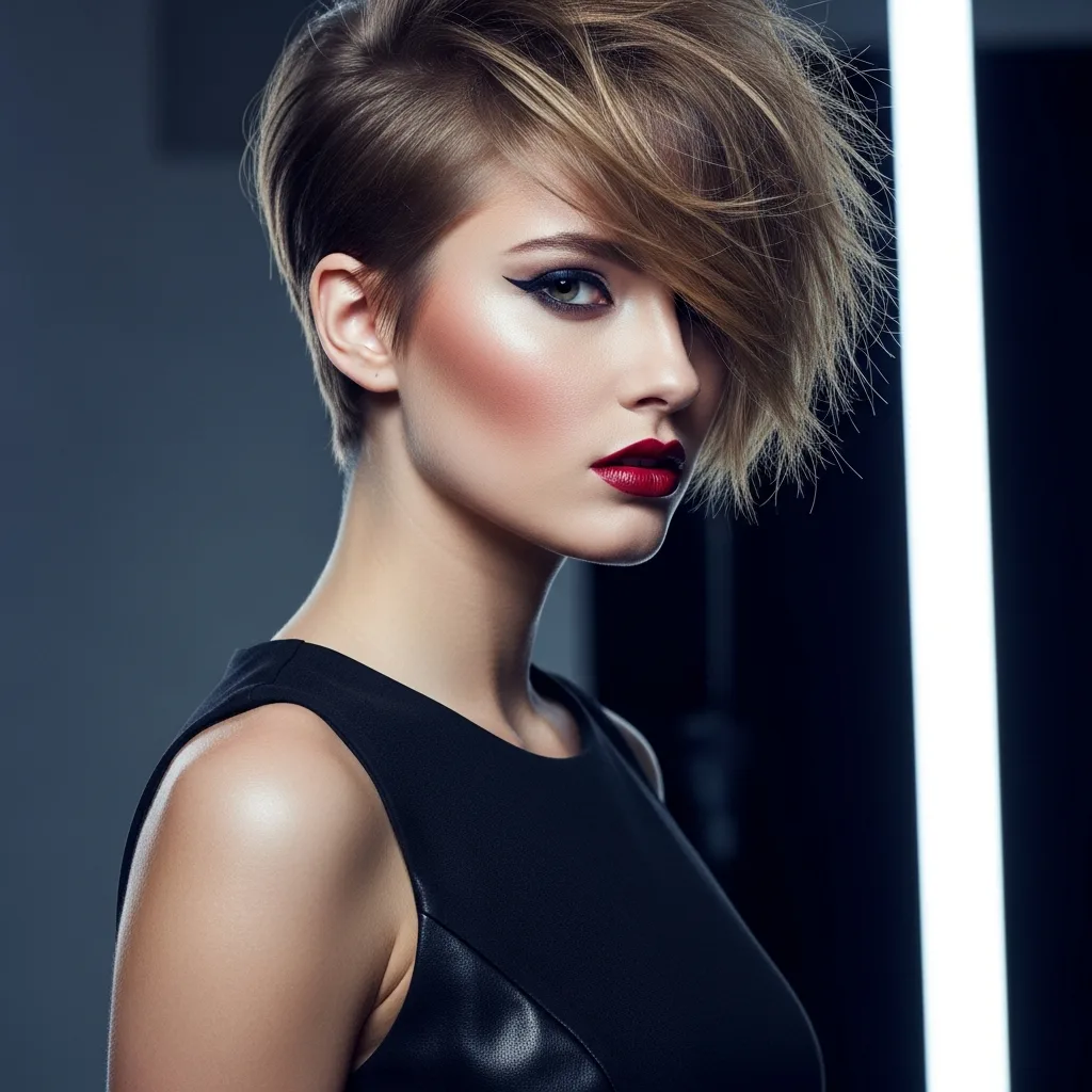 side swept pixie cut with