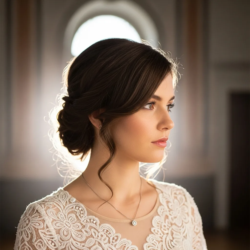 side swept twisted half updo
