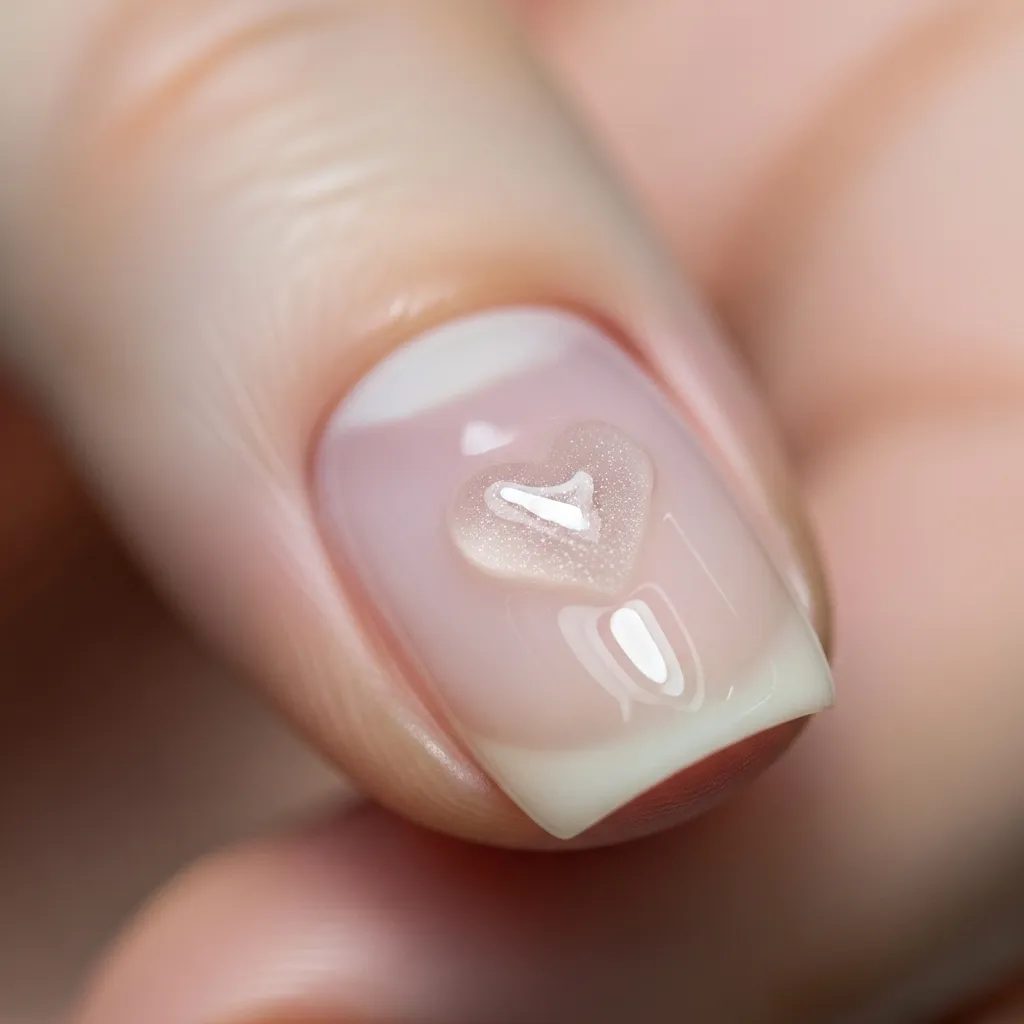 Top 17 Simple Valentine's Nail Ideas for a Sweet & Chic Look 9 single heart embossed nail
