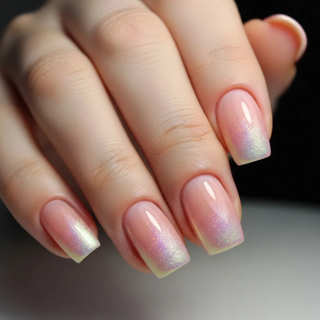 soft holographic peach ombre