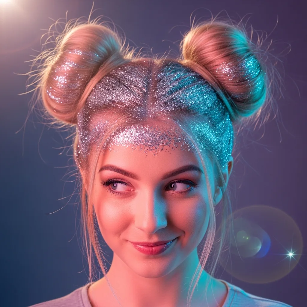 23 Sleek Hoco Hairstyles for the Dance 22 space buns with glitter roots
