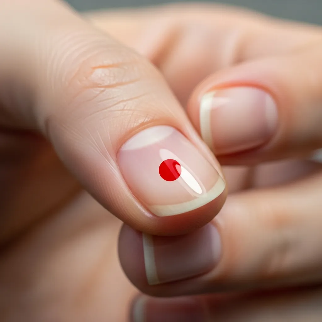 17 Minimalist Valentine's Day Nail Ideas for a Subtle Sparkle 3 tiny red dot accent