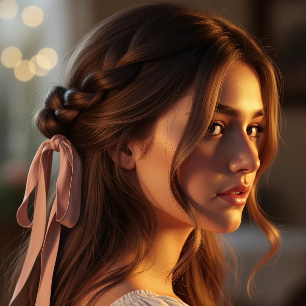 23 Sleek Hoco Hairstyles for the Dance 16 twisted half updo with ribbon tie