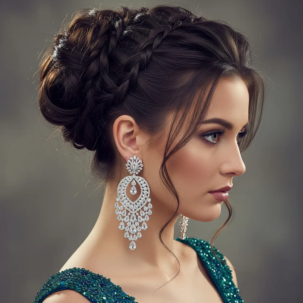 17 Hoco Hairstyles with Accessories 7 twisted updo with statement earrings